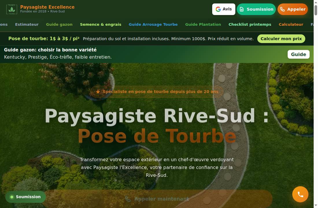 Capture du site officiel Paysagiste Excellence