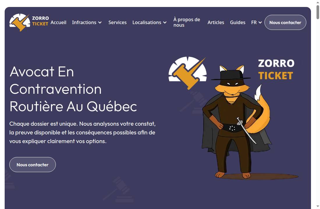 Capture du site officiel Zorro Ticket